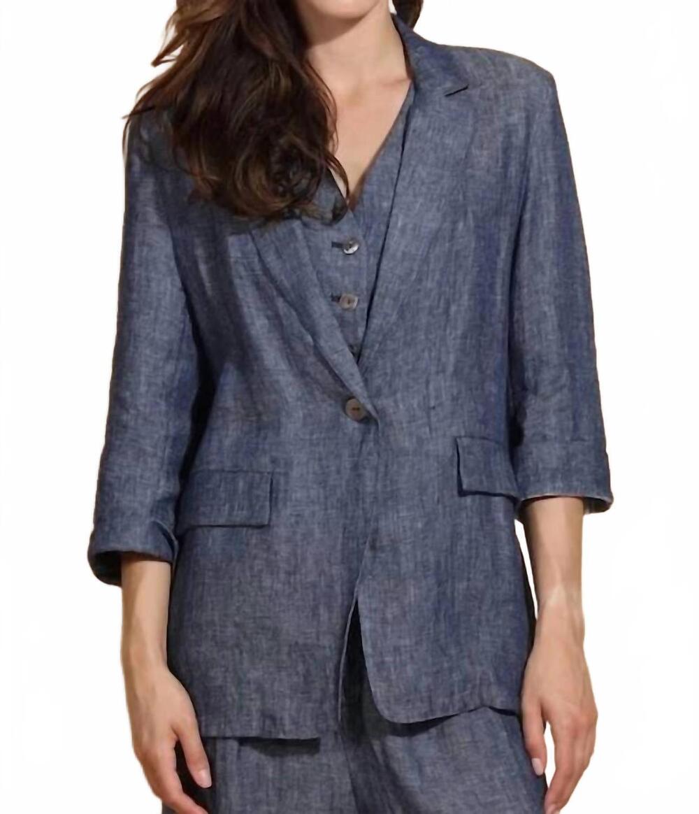 NEW JESSIE LIU linen twill jacket in indigo